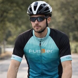 Men's Teal and Black Cycling Jersey Funkier Size XL